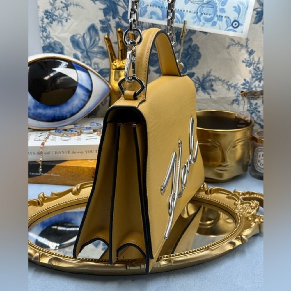 🆕 KARL LAGERFELD 🧿 NWOT K/Signature Medium Crossbody Bag, Trench Beige Yellow - Picture 6 of 16